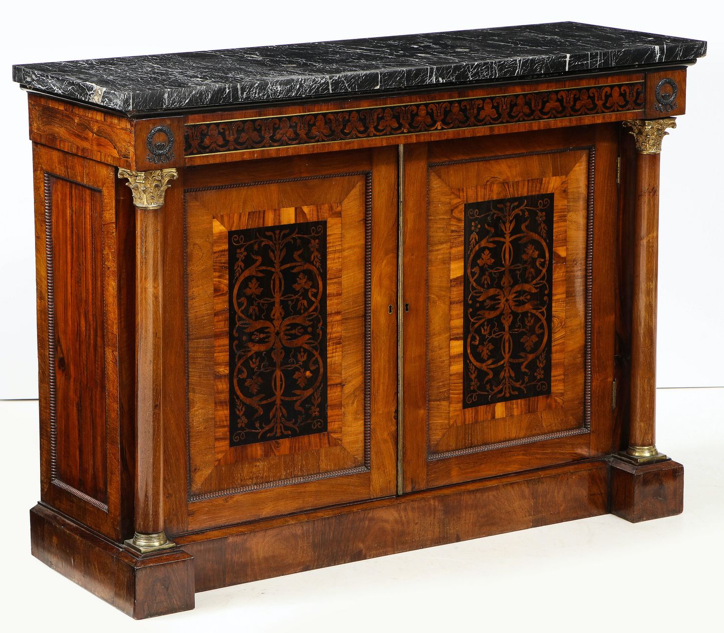 Marble top, Bullock style cabinet circa 1810